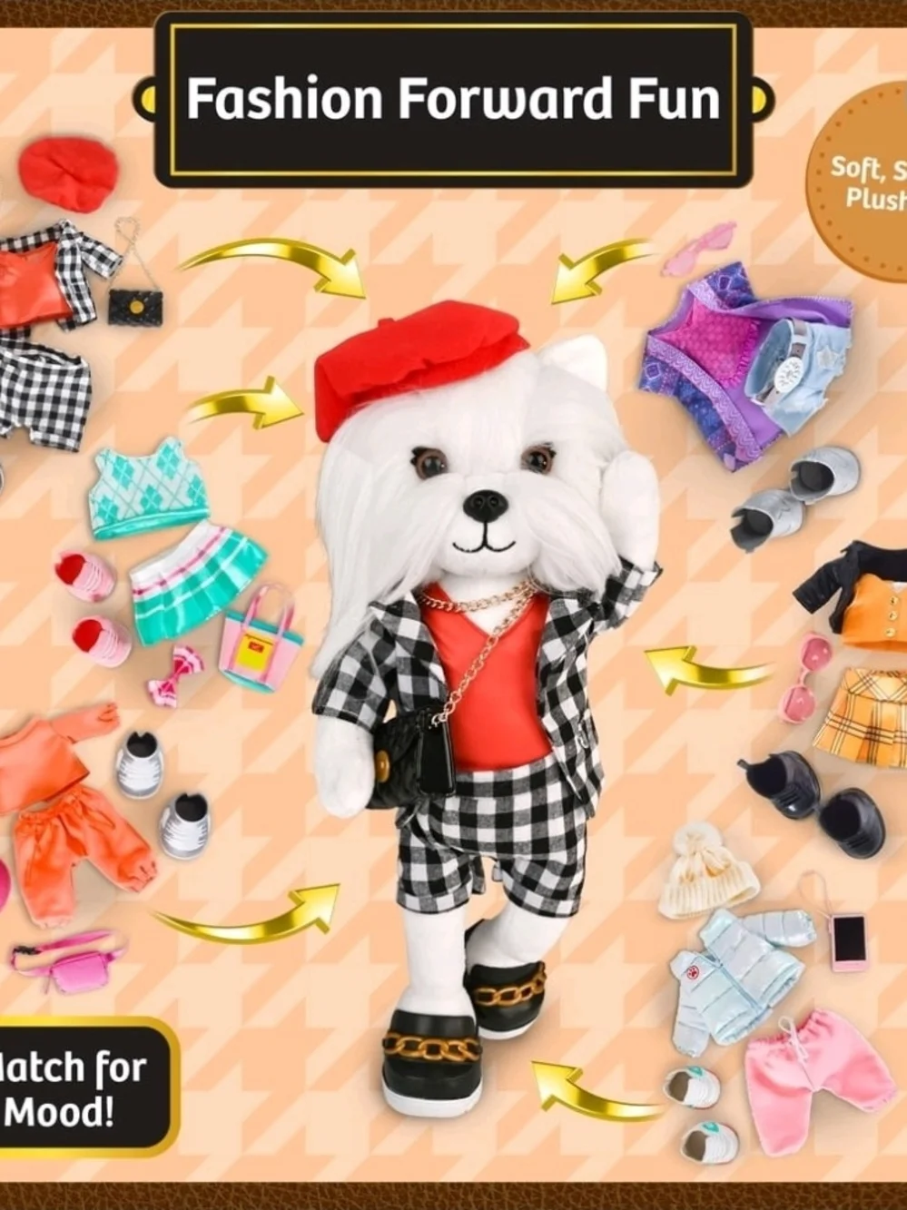 Woof & Co 15-inch Fashion Doll – Lily The Poseable Plush Shih Tzu with Removable